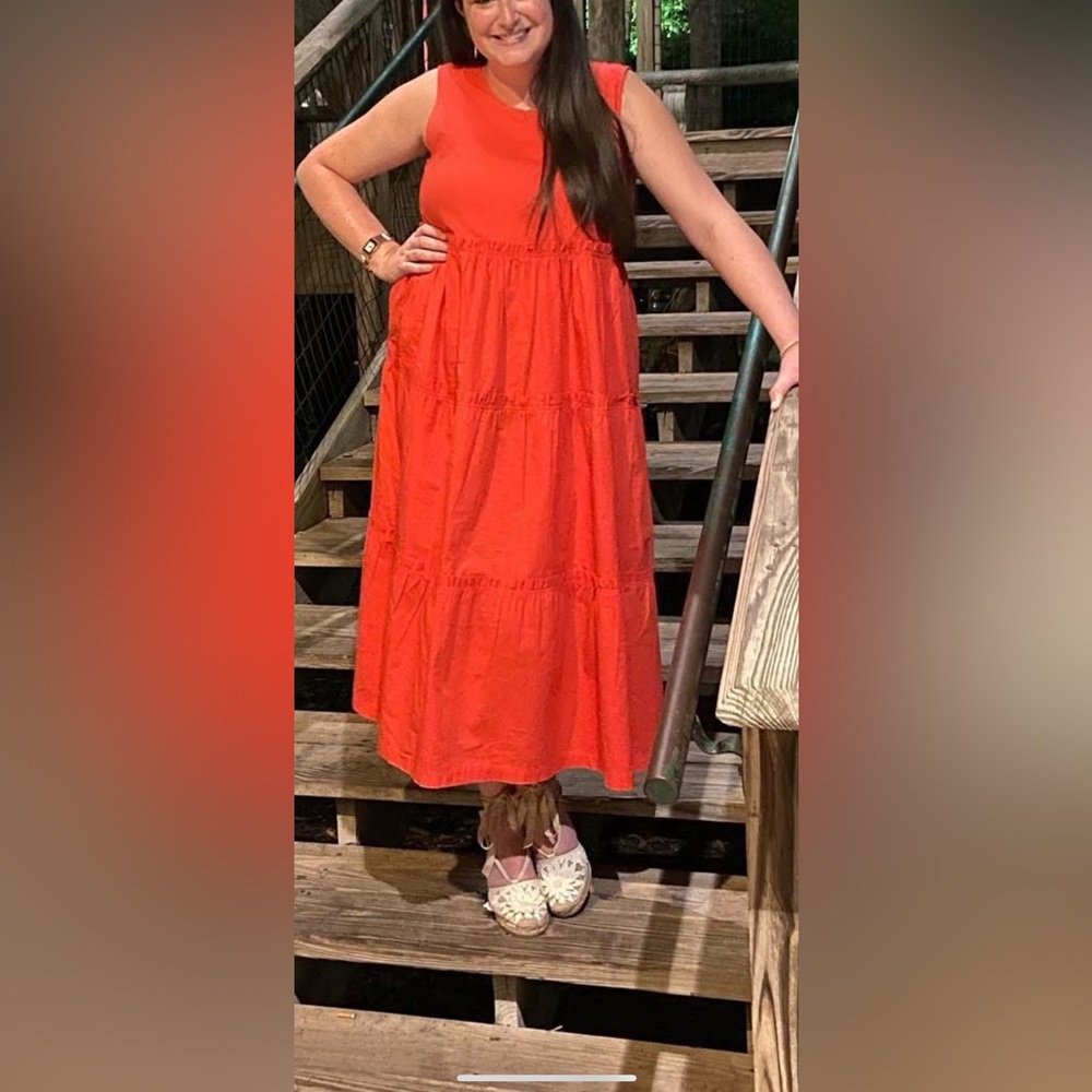 J. Crew Red Sleeveless Sundress Maxi